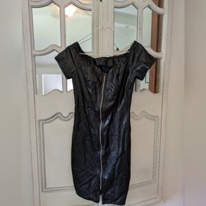 Haute Monde Shiny Black Zip-Up Dress